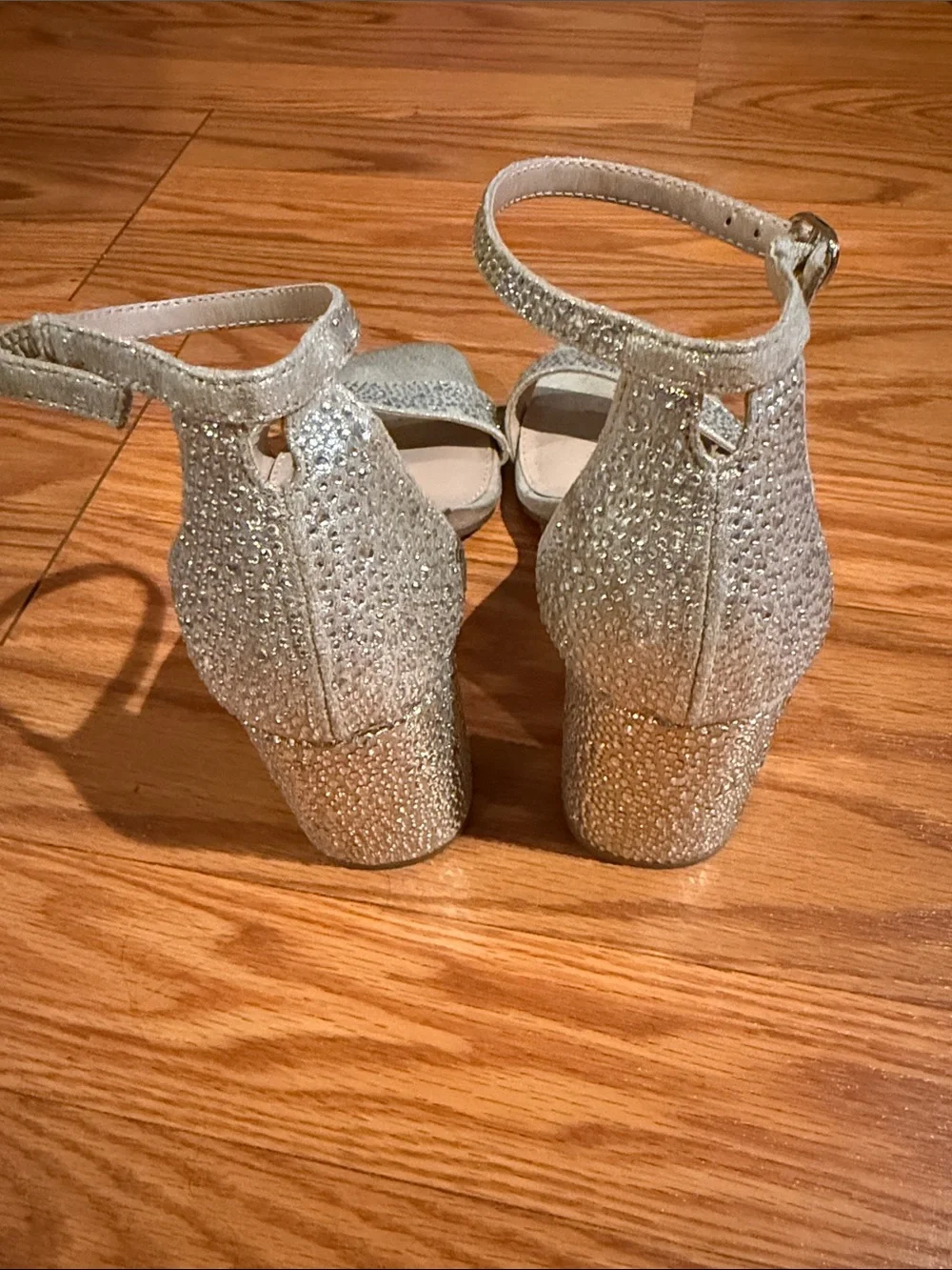 Kelly & Katie Formal Rhinestone Gold 3 Inch Block Heels